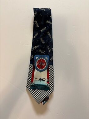 Vintage Coca Cola Themed Blue Tie